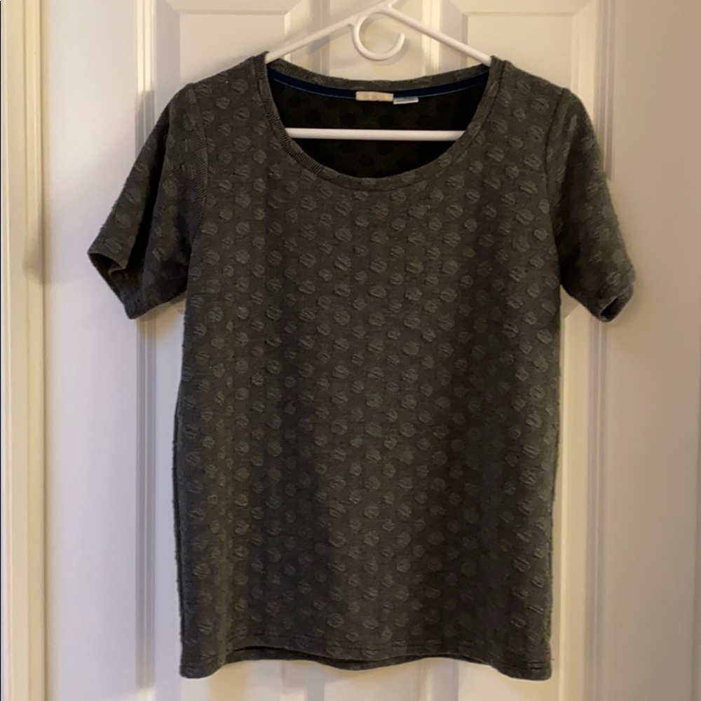 Numph Gray Short Sleeve Sweater - poka dot pattern